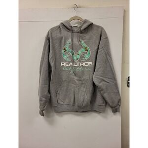 Jerzees Realtree Outfitters Hoodie Mens L Gray Pullover Camo Logo Activewear